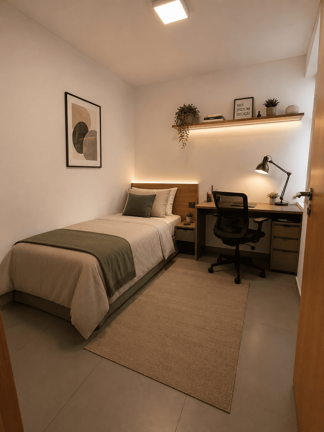 Quarto decorado como escritório
